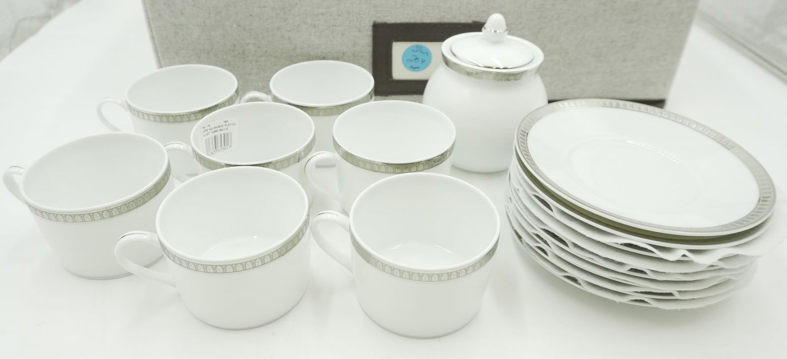 16 pc CHRISTOLFE MALMAISON PLATINUM RIM CHINA CUPS + (1 of 9)