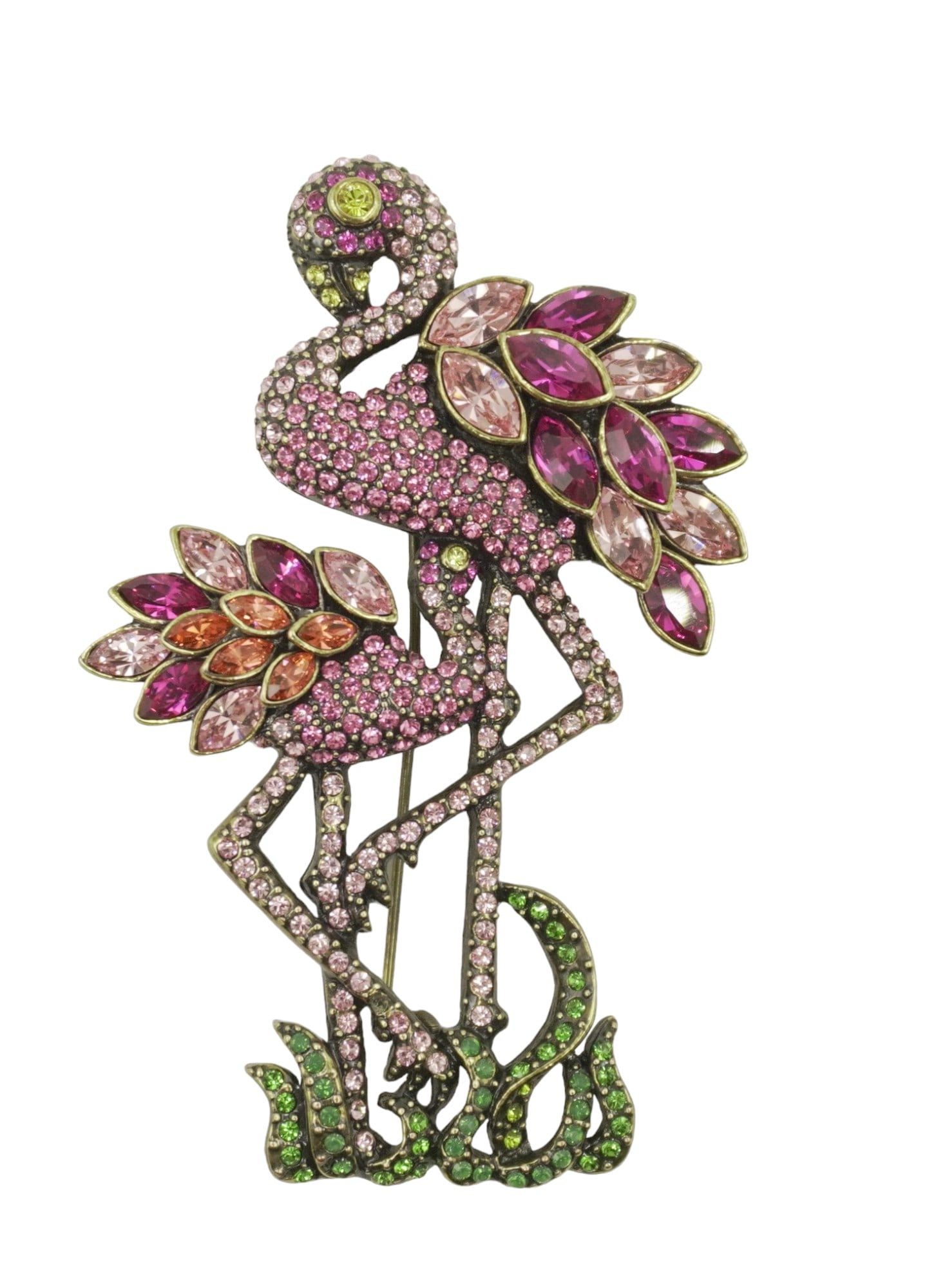HEIDI DAUS SHORE THING LARGE FLAMINGO BROOCH (1 of 4)
