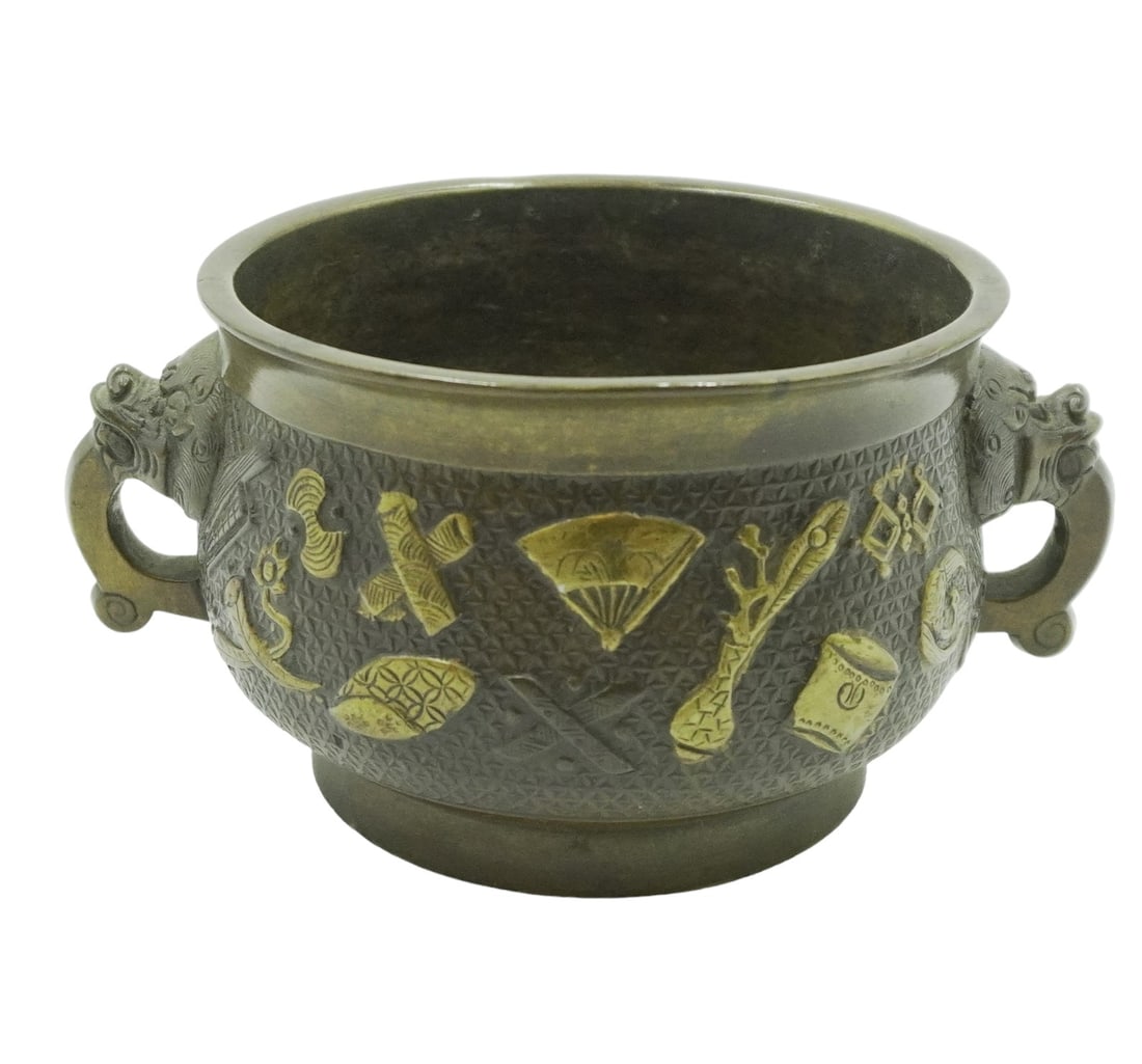 CHINESE ANTIQUE BRONZE BOWL SIGNED (1 of 5)