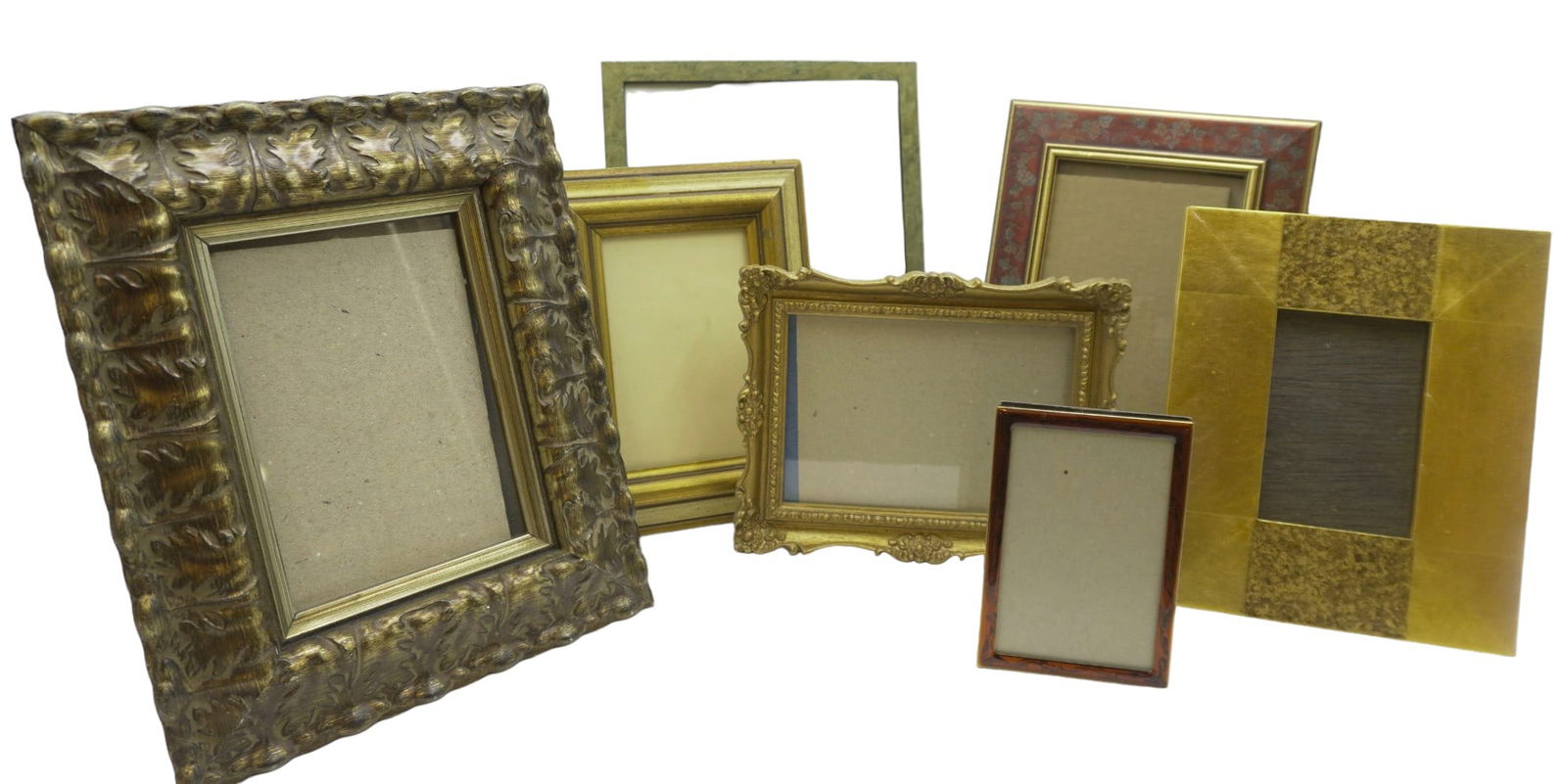 7 VINTAGE ORNATE GILT WOOD & ENAMEL PICTURE FRAMES (1 of 7)