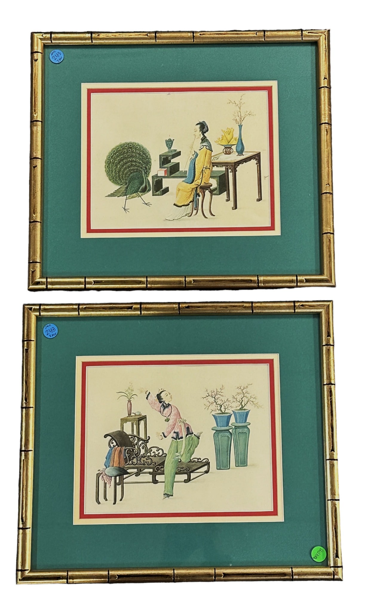 PAIR OF FRAMED CHINOSORIE ART PRINTS (1 of 4)