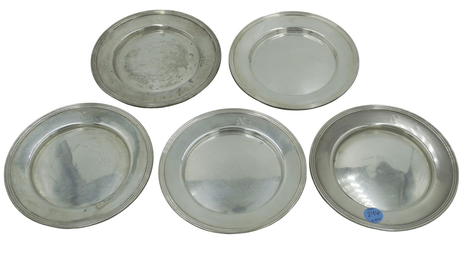 SET OF 5 STERLING SILVER BREAD AND BUTTER PLATES (1 of 6)