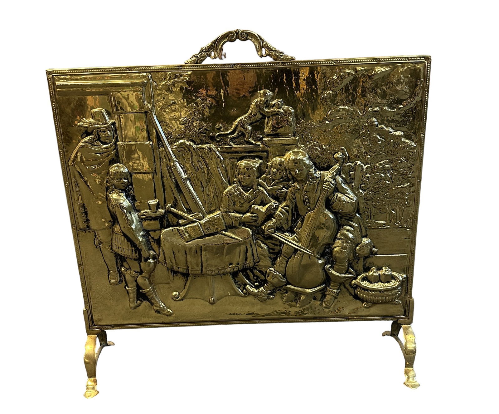 ANTIQUE BRASS FIREPLACE SCREEN (1 of 5)