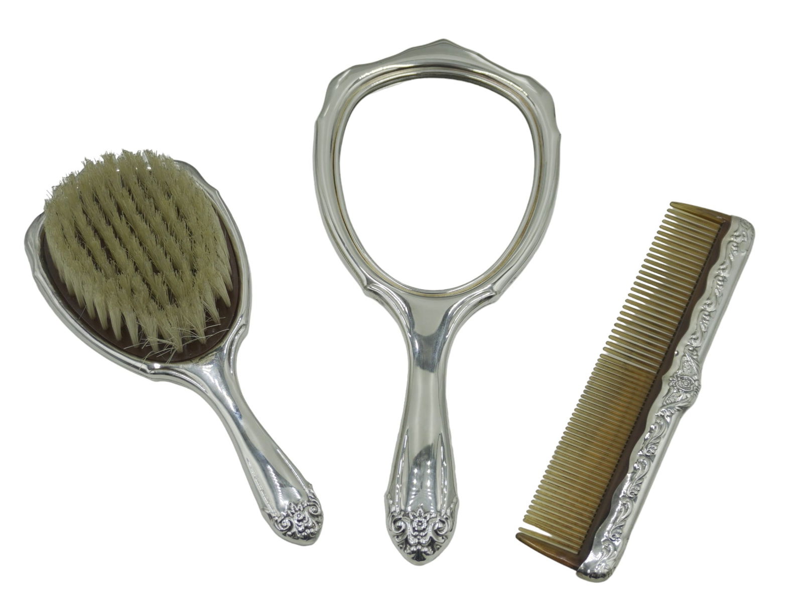 WALLACE SILVERSMITHS SILVER PLATED 3 PIECE VANITY SET (1 of 3)