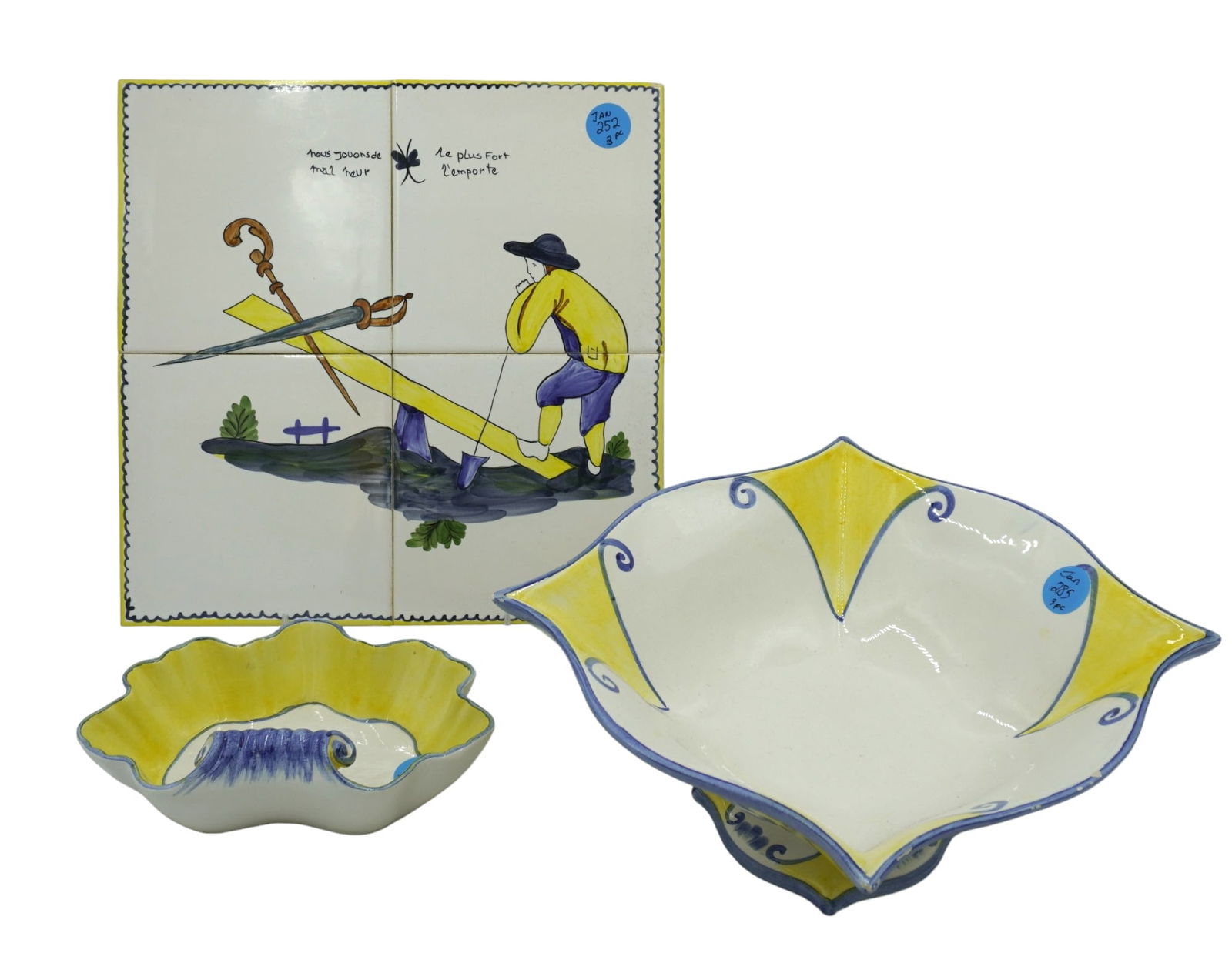 3 pc FRENCH TRIVET & ITALIAN BOWL & COMPOT (1 of 8)