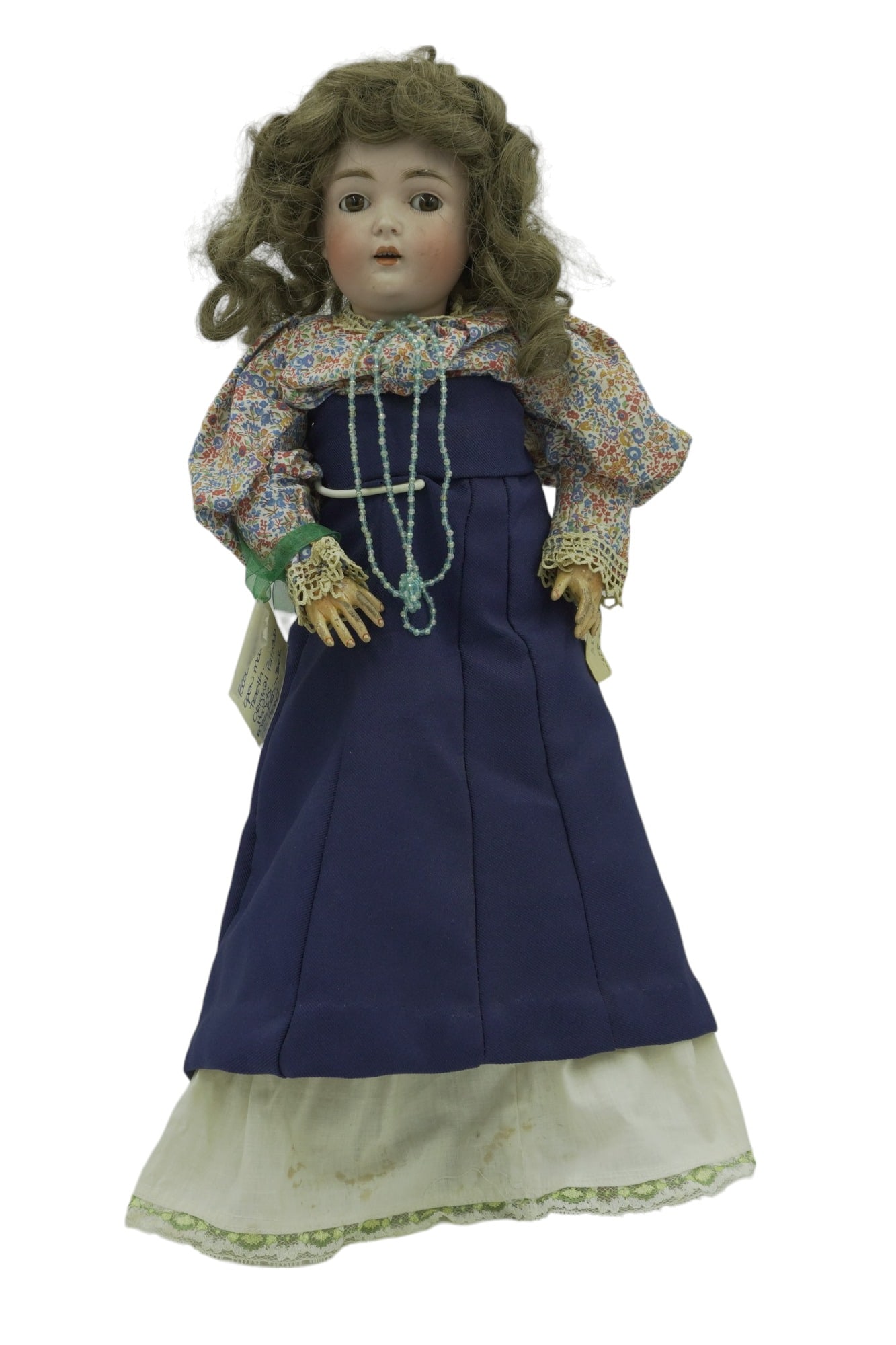 ANTIQUE KESTNER GERMAN PORCELAIN BISQUE DOLL 16": Antique German ca. 1911 Kestner JDK doll mold 171 Bisque Head Doll with Jointed Composite Body. Brown glass eyes, open mouth with teeth. Maker unknown, measures 16". Weight 2 lbs