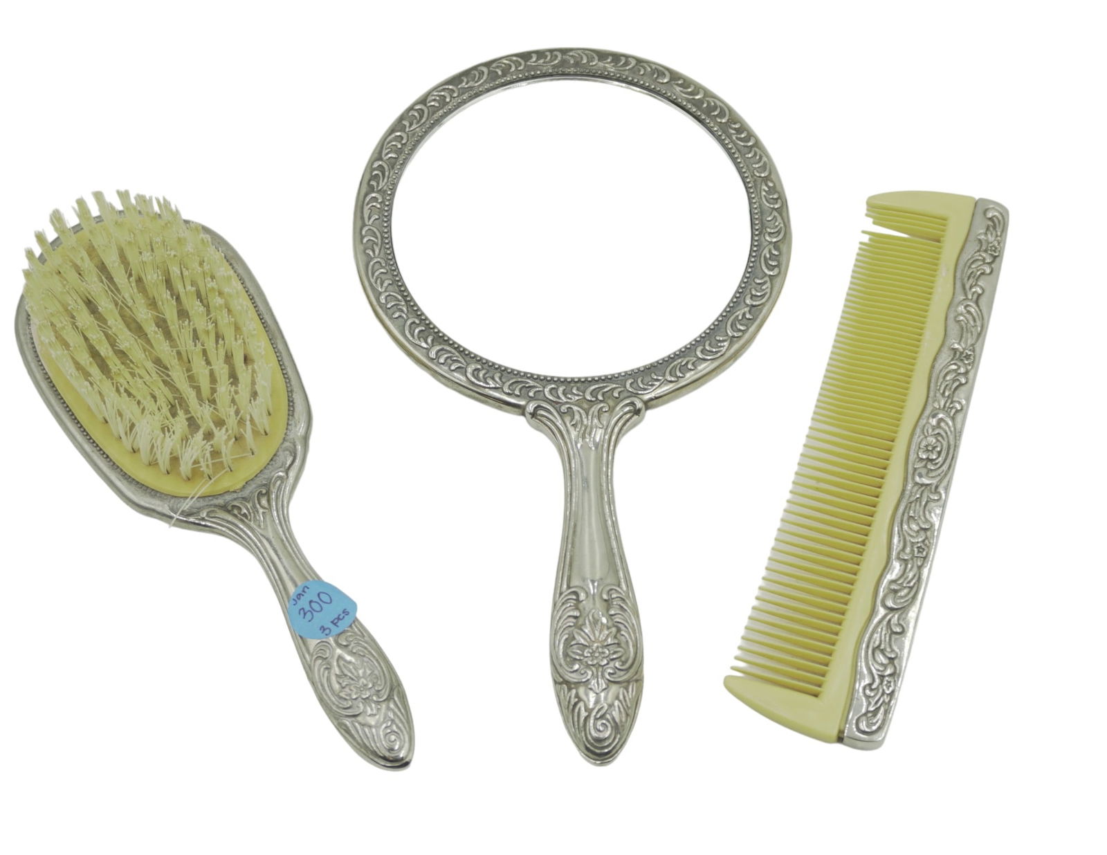 VINTAGE 3 PIECE SILVERPLATE VANITY SET (1 of 3)