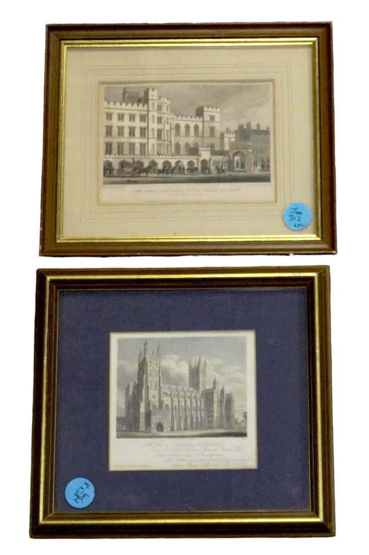 PAIR ANTIQUE ENGLISH ARCHITECTURAL ENGRAVINGS (1 of 3)