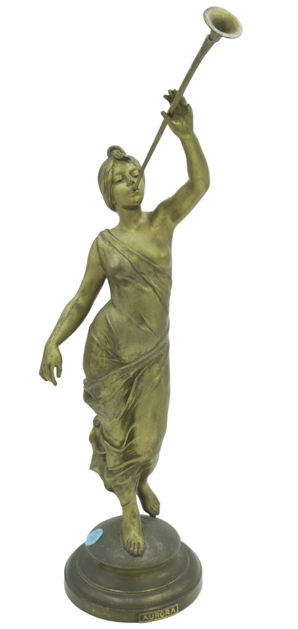 ANTIQUE FRENCH EMMANUEL VILLANIS AURORA SPELTER STATUE (1 of 11)