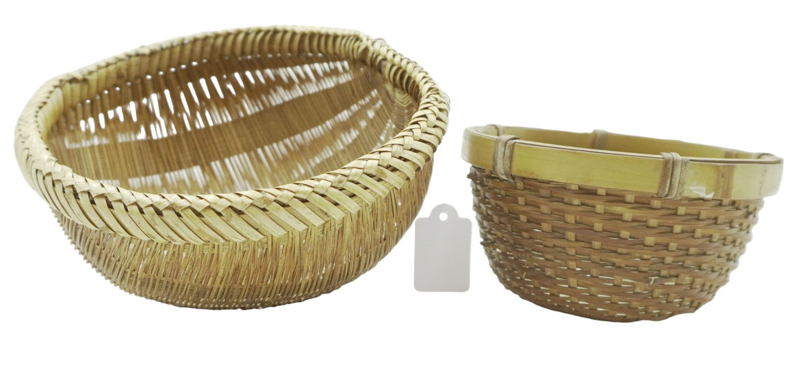 PAIR SMALL ANTIQUE / VINTAGE WICKER BASKETS (1 of 5)