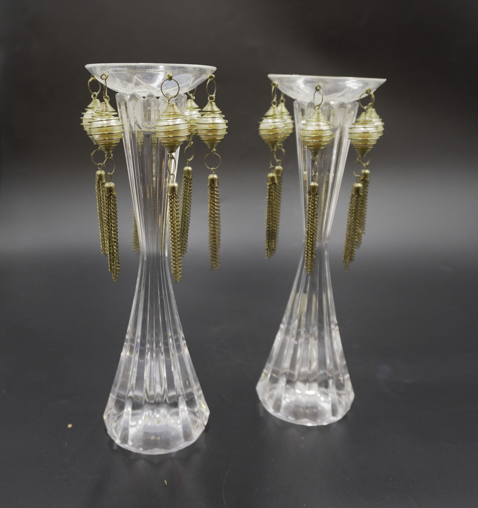 FRENCH ART DECO STYLE CRYSTAL CANDLESTICKS (1 of 5)