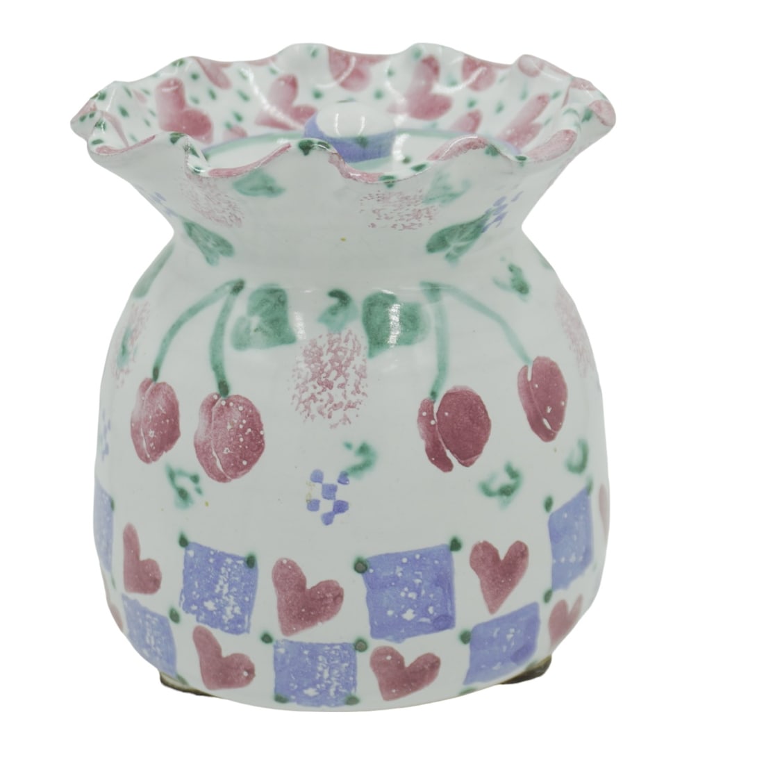 VINTAGE REDWARE HAND PAINTED COOKIE JAR (1 of 6)