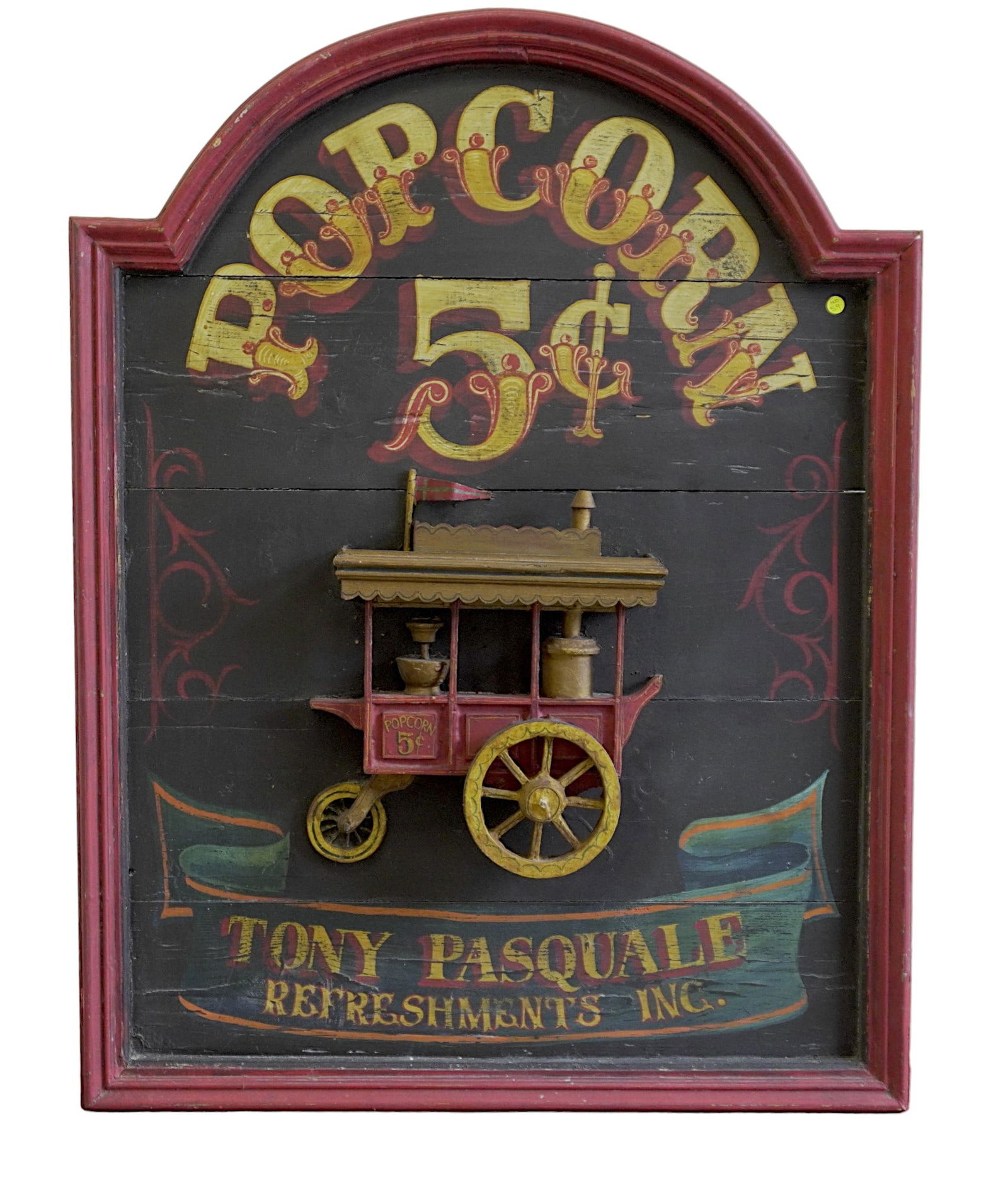 VINTAGE LARGE WOODEN POPCORN SIGN 3D (1 of 3)