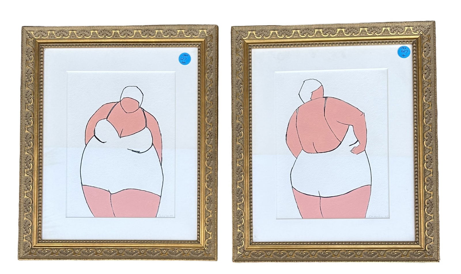 PAIR AYCE WILSON BATHING BEAUTY WATERCOLORS (1 of 6)