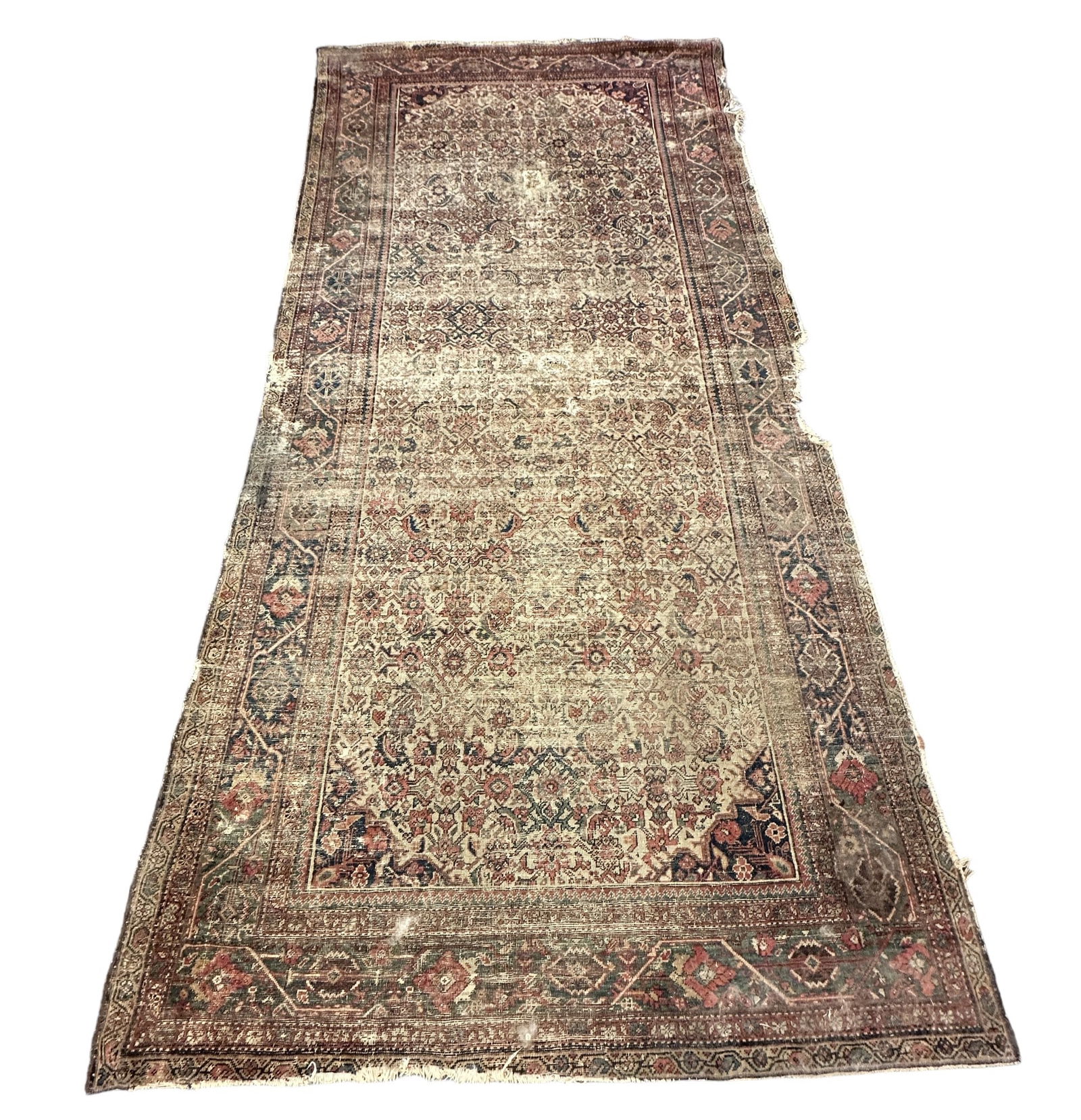 ANTIQUE 11FT WORN PERSIAN MAHAL RUG (1 of 8)