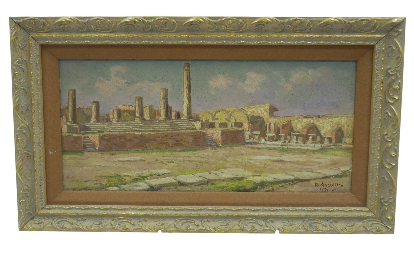 NICOLA ASCIONE (1870-1957) OIL ON BOARD POMPEII (1 of 6)