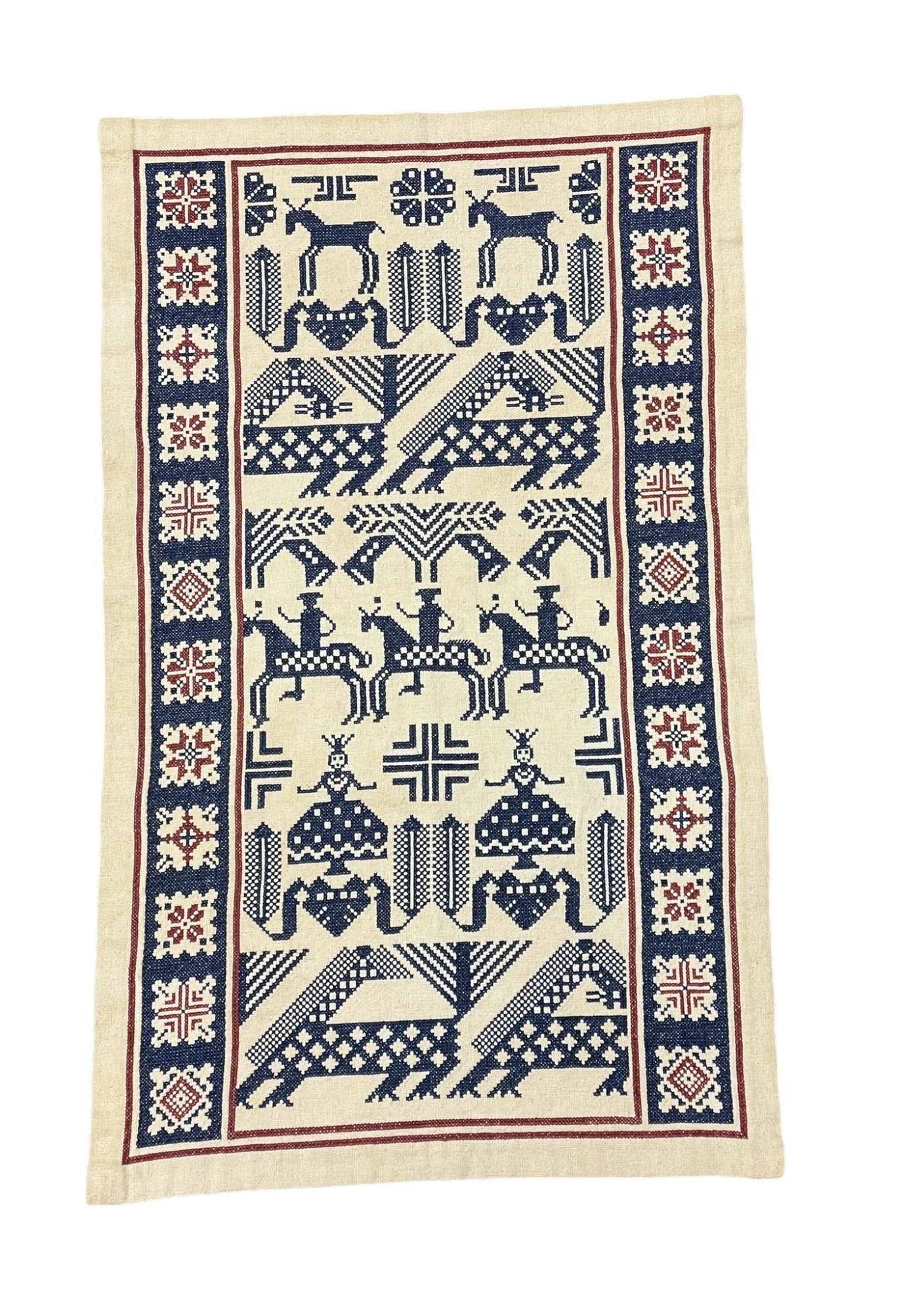 VINTAGE 1940S SCANDINAVIAN FOLK ART TAPESTRY (1 of 2)