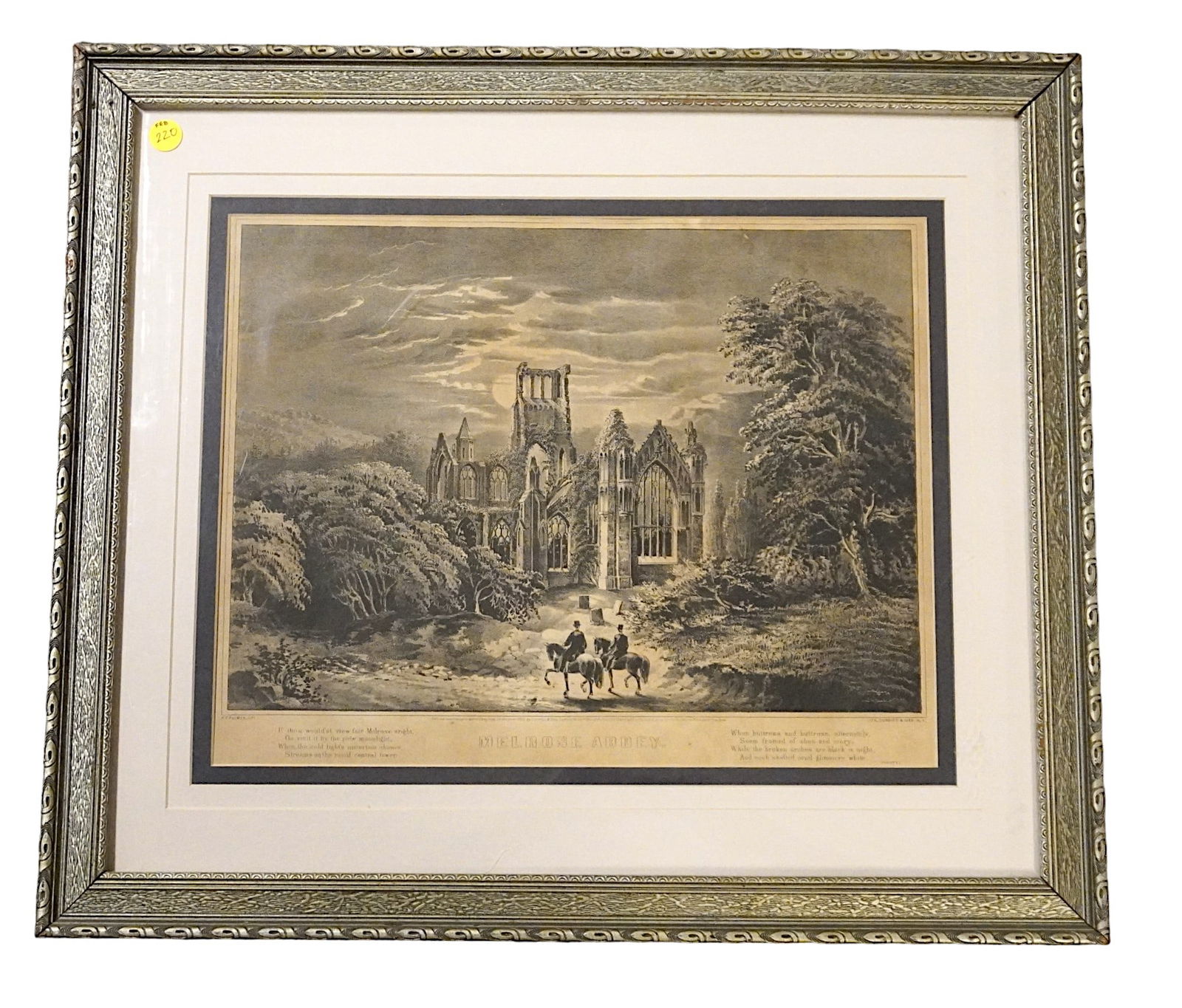 ANTIQUE MELROSE ABBEY LITHOGRAPH (1 of 3)