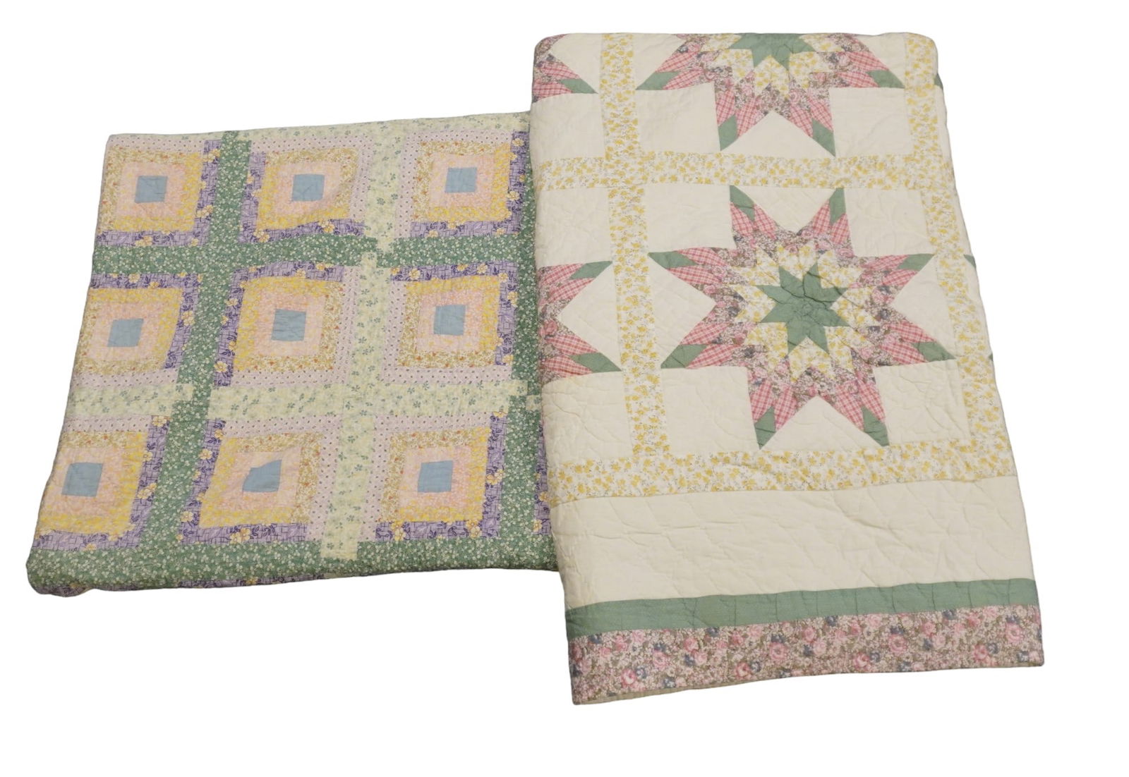PAIR OF VINTAGE HAND STITCHED QUILTS (1 of 5)