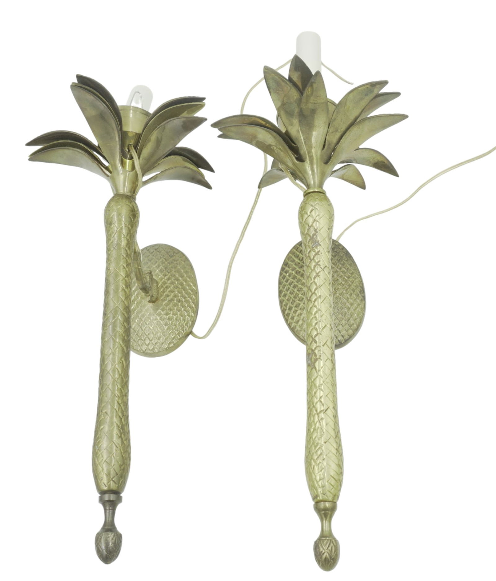 VINTAGE BRASS PINEAPPLE SCONCES - A PAIR (1 of 2)