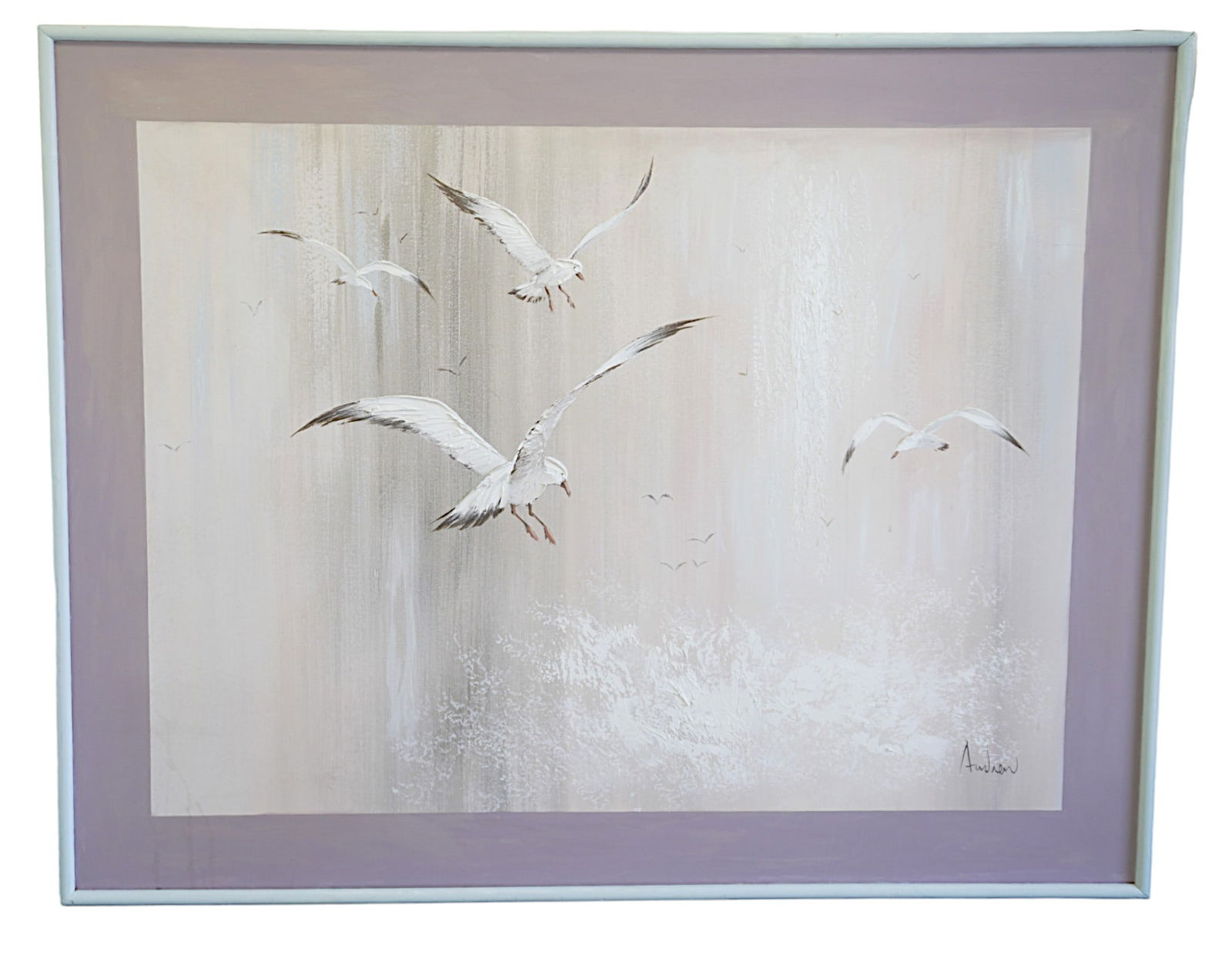 LARGE MCM SEAGULLS PAINTING ON CANVAS - ANDREW (1 of 5)
