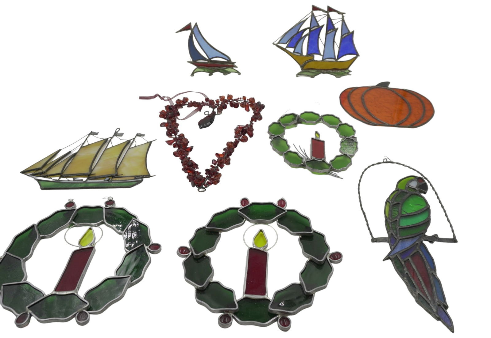 9 pc STAINED GLASS WINDOW SUNCATCHERS (1 of 6)