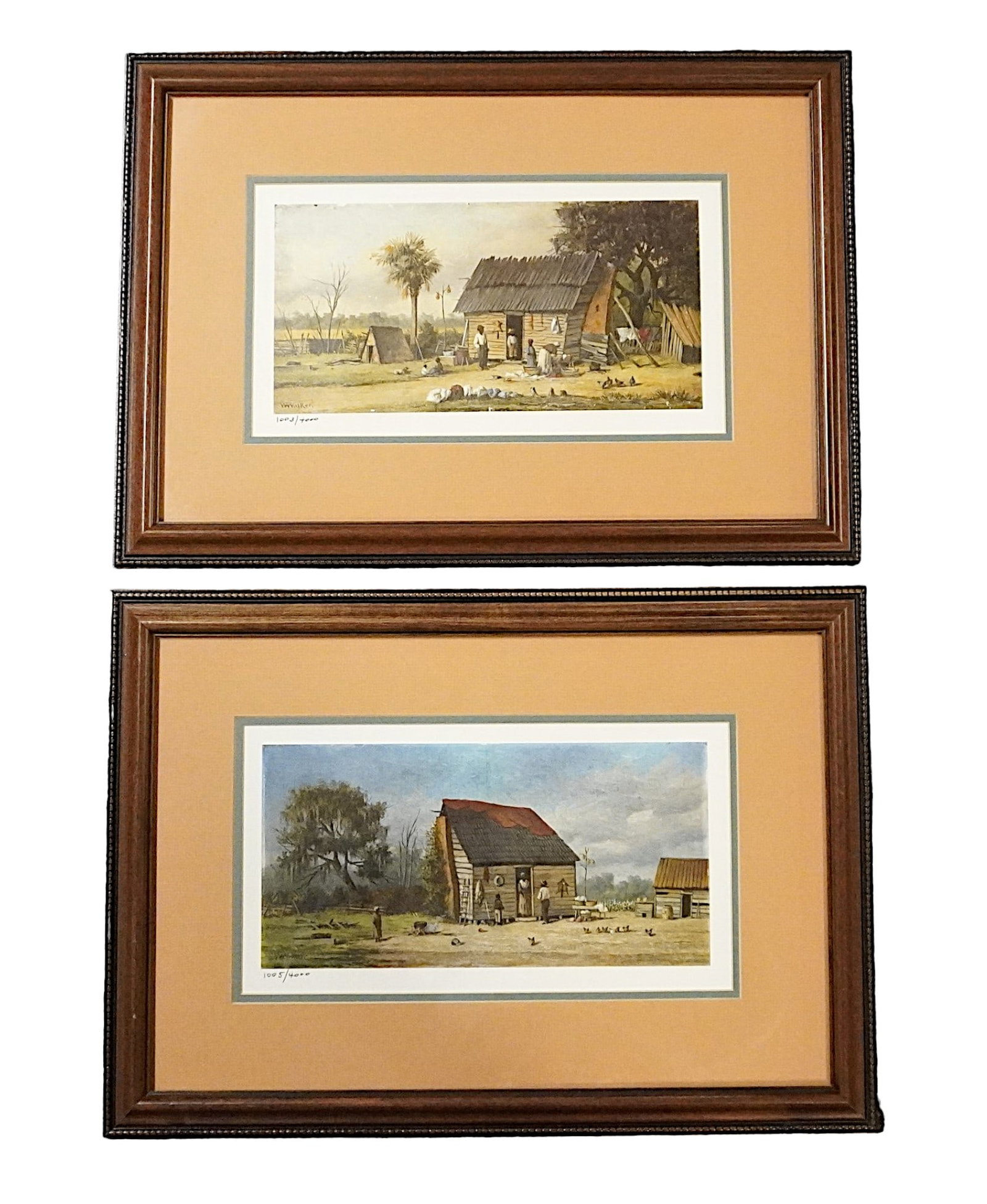 PAIR WILLIAM AIKEN WALKER LTD ED PRINTS: Pair William Aiken Walker Edition :Prints. Numbered. Professionally framed and double matted 17"x12"x1". Weight 5 lbs.William Aiken Walker (Charleston, SC 1839 - 1921) was an American artist best know
