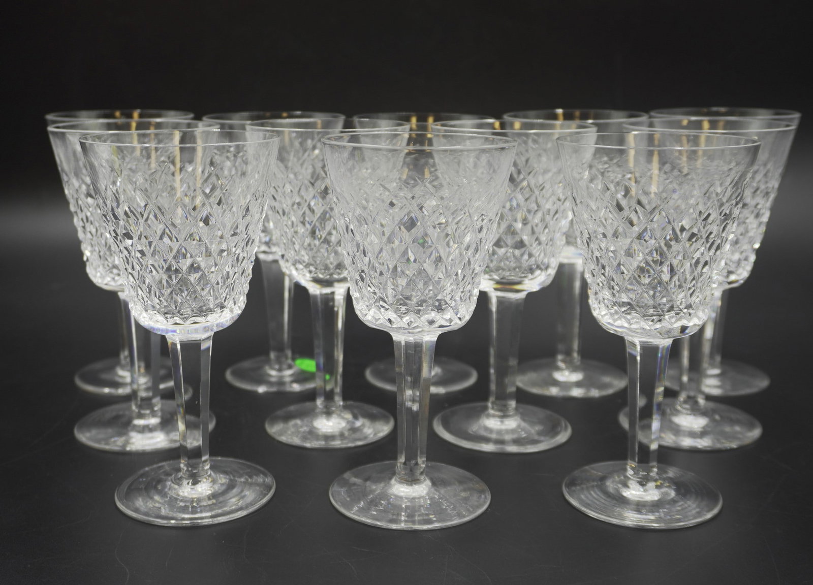 10 WATERFORD CRYSTAL ALANA CORDIAL GLASSES: 10 Waterford Crystal Alana Cordial / Cocktail Liquer Glasses. All good condition. Each 3 5/8". Combined weight 1 lb 6 oz