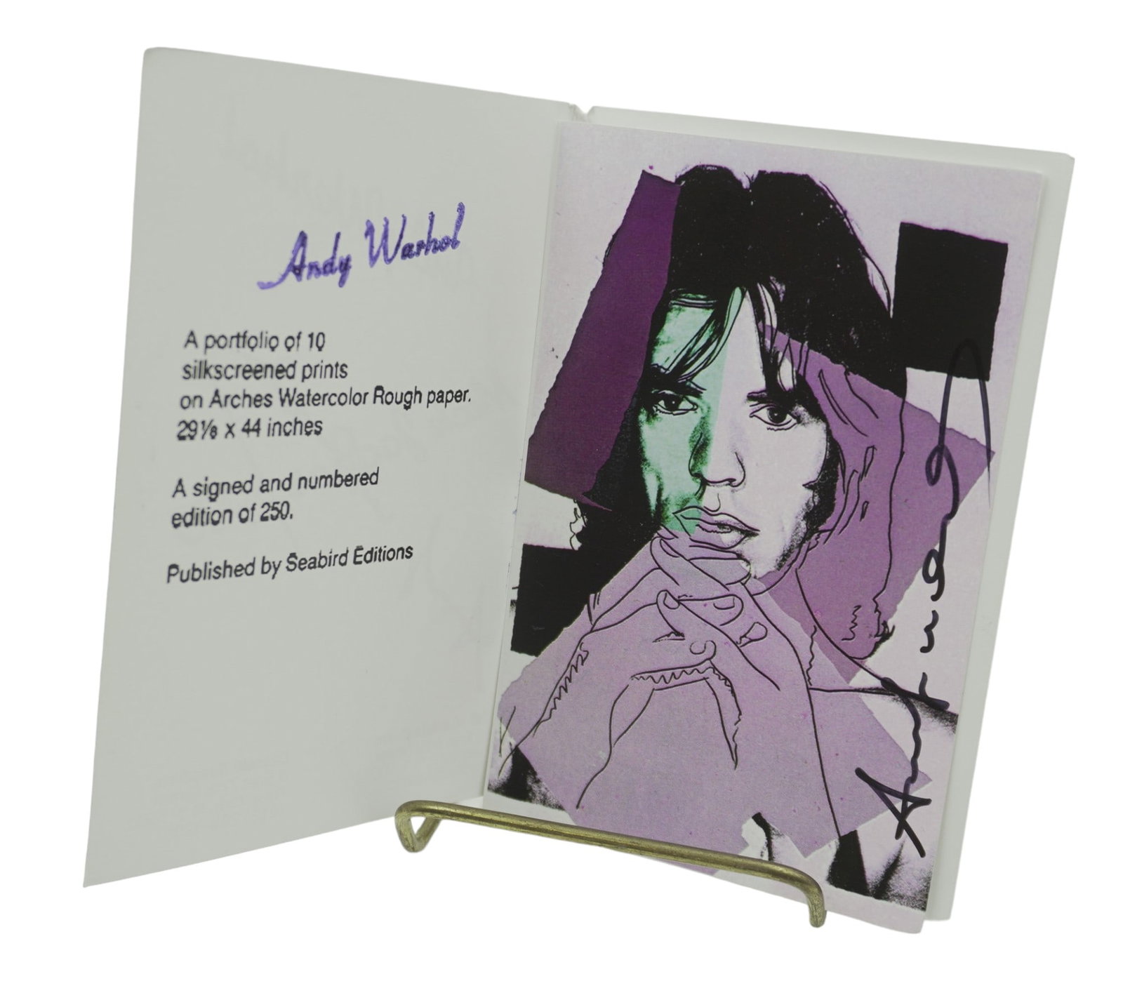 10 SIGNED ANDY WARHOL - CASTELLI MICK JAGGER ANNOUNCEMENT CARDS: Andy Warhol (1928 - 1987) Signed in Marker by Andy Warhol. Mick Jagger 10 Portfolio Cards 1975 A set of ten announcement cards, 1975, published by Castelli Graphics (Leo Castelli) to advertise the for