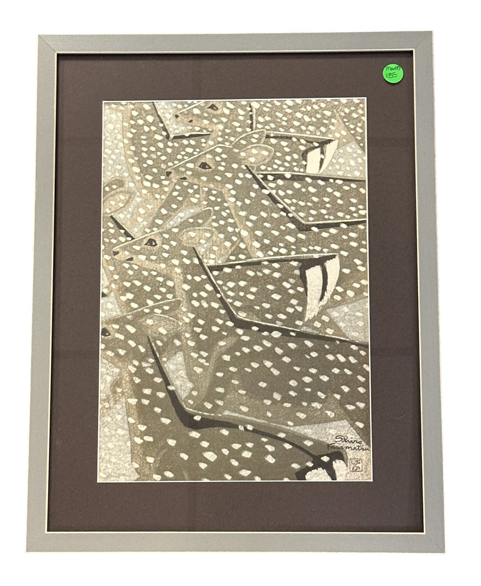 RARE SHIRO KASAMATSU DEER WOODBLOCK first edition: Rare Shiro Kasamatso Deer Woodblock 1961. First Edition. Self-published by Kasamatsu, sealed and pencil titled and numbered 68/100 Professionally framed. In frame measures 19 1/4" x 14 7/8" x 1". Tota