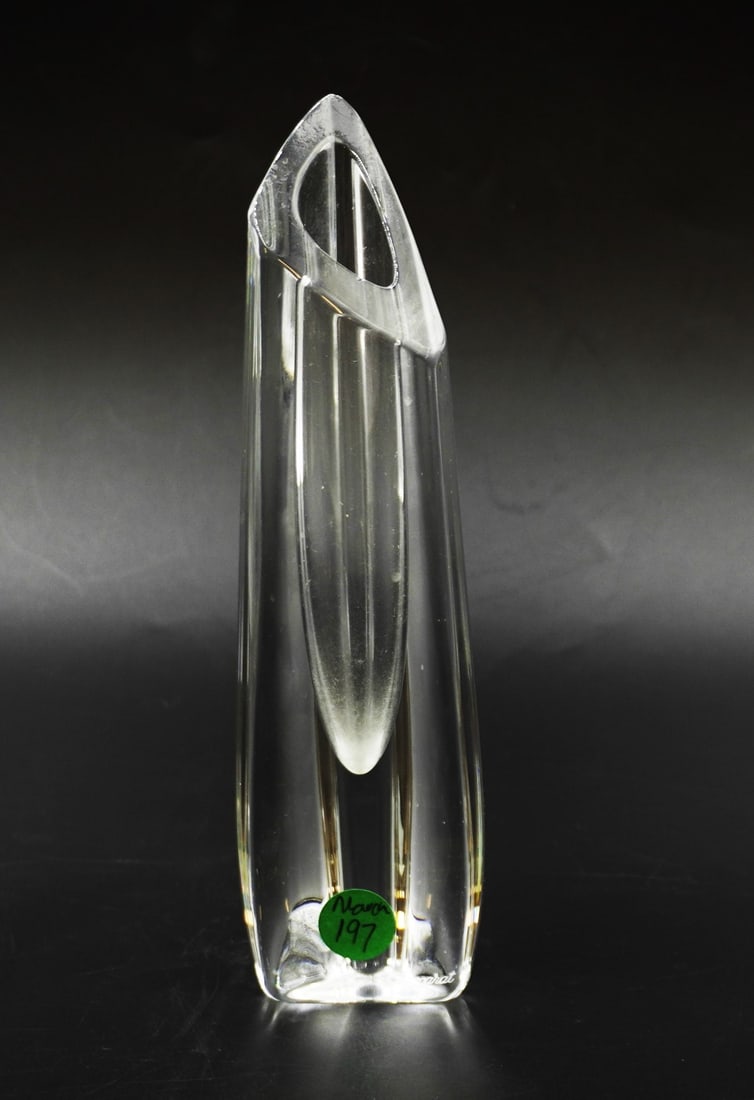 BACCARAT CRYSTAL VASE SIGNED: Baccarat France Crystal Flower Vase 2.25"x2.25"x8.75. Signed. Excellent condition. Weight 2 lbs