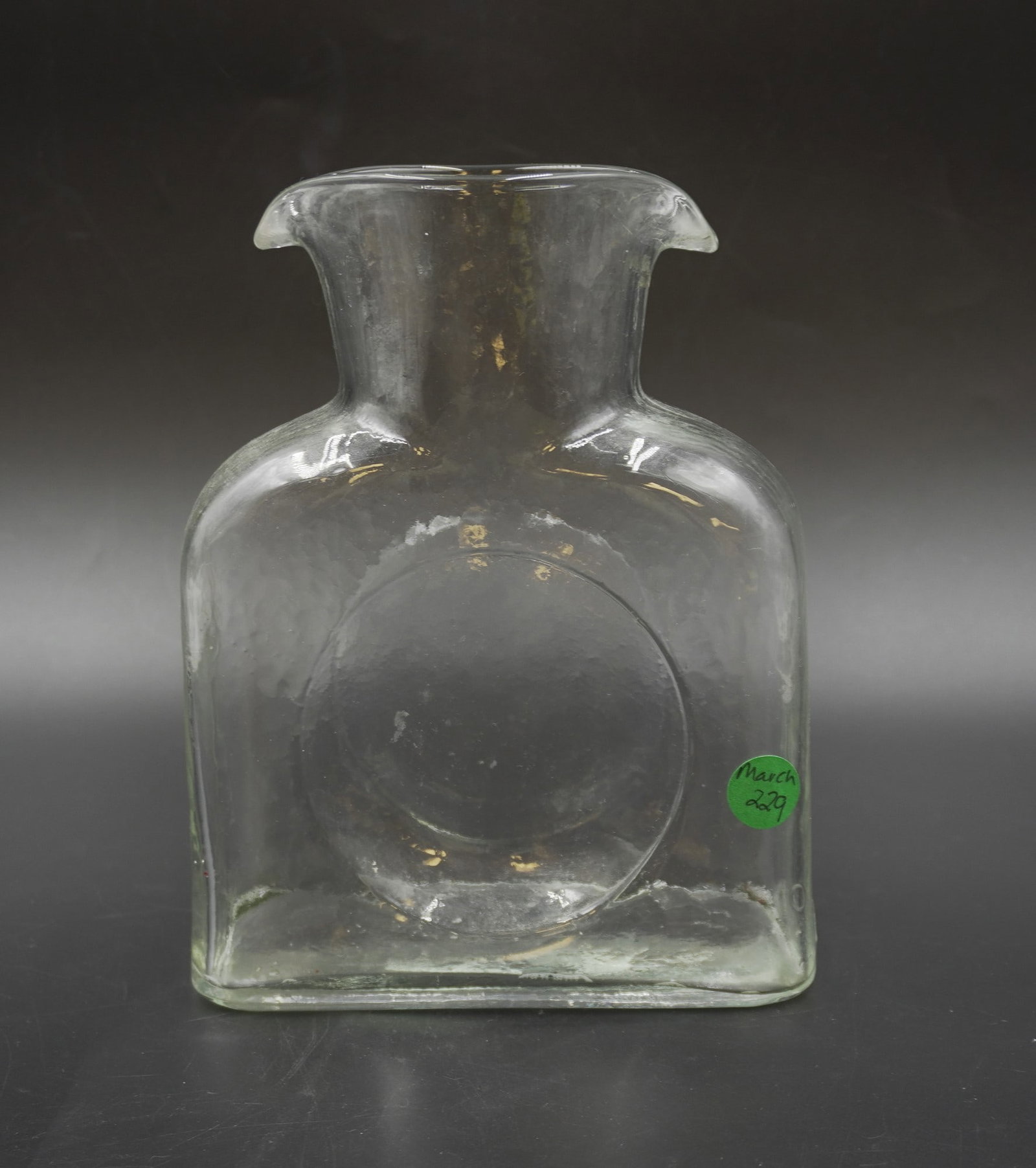 MCM BLENKO OPEN WATER BOTTLE: MCM Blenko Clear Open Water Bottle. Measures 6.5"x3"x8.25". Weight 2 lbs