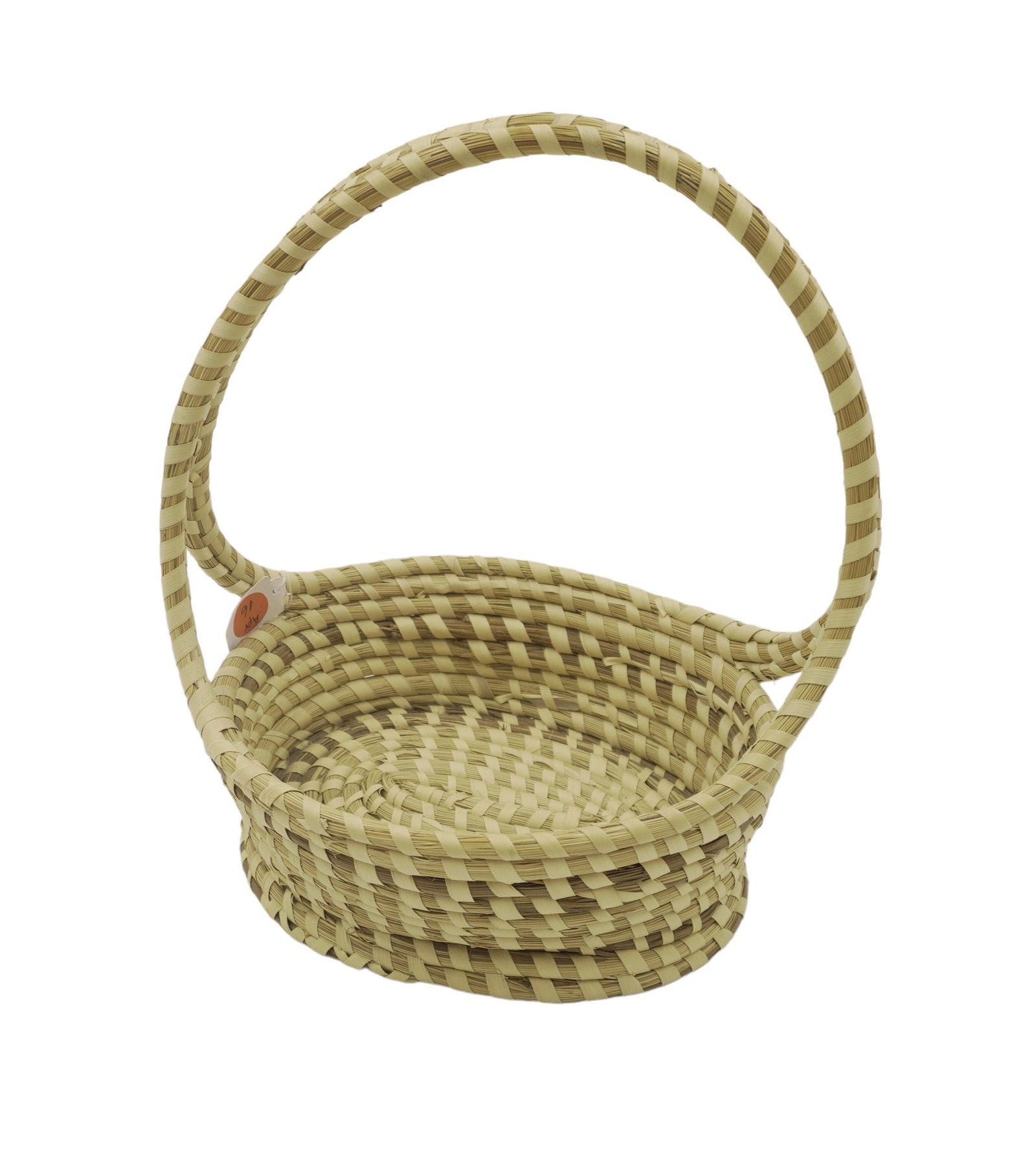 CHARLESTON SWEETGRASS BASKET: Charleston Sweetgrass Basket with Handle. Measures 9"x6.25"x11". Weight 14 oz