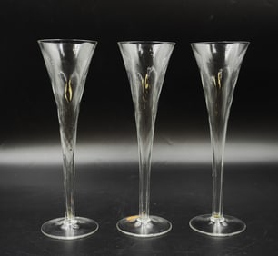 3 TALL ELEGANT OPTIC FLUTED CHAMPAGNES