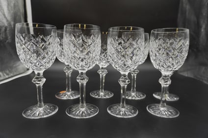 8 WATERFORD CRYSTAL POWERSCOURT WATER GOBLETS