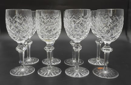 8 WATERFORD CRYSTAL POWERSCOURT CLARET WINE GLASSES