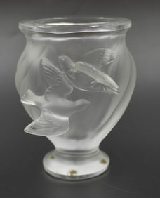 MARIE-CLAUDE LALIQUE SIGNED ROSINE VASE