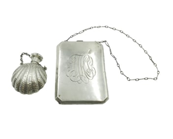 2 ANTIQUE STERLING SILVER PERFUME & DANCE PURSE