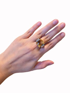 DAVID YURMAN ALBION CITRINE DIAMONDS STERLING RING