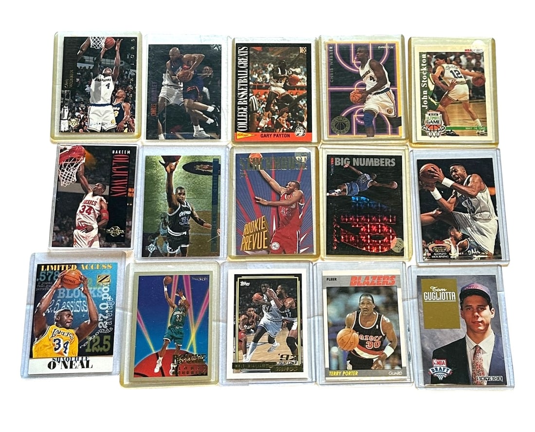LARGE ASSORTMENT OF VINTAGE NBA TRADING CARDS: 1990's Fleer, Upper Deck, Topps, Skybox & More Trading Cards. Total weight 1 lb.