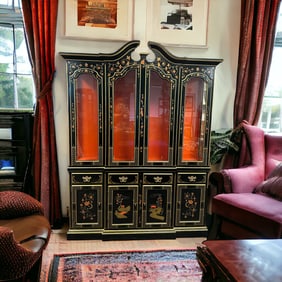 MID CENTURY CHINOISERIE BREAKFRONT FANCHER FURNITURE