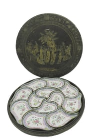 CHINESE CANTON ENAMEL SWEETMEAT SET 19th C