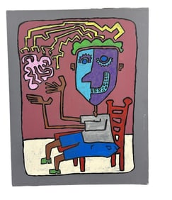 CONTEMPORARY OIL ON CANVAS SEATED FIGURE