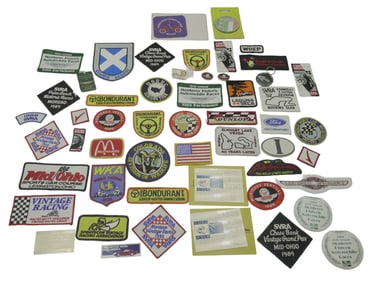 LARGE GROUP OF CAR MEMORABILIA PATCHES - STICKERS