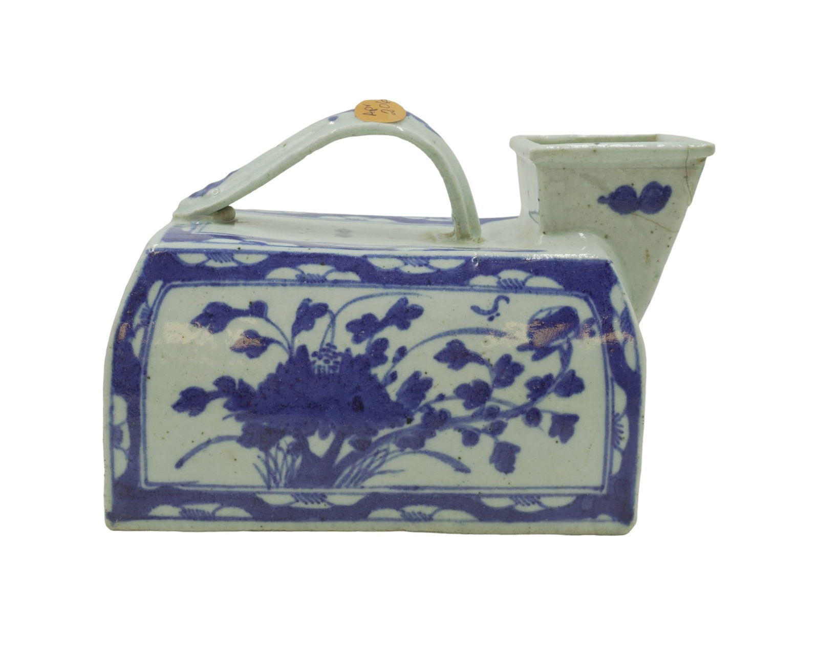 ANTIQUE CHINESE BLUE & WHITE URINAL: Antique Chinese Blue & White Porcelain Urinal. Repair to spot. Measures 8.5"x5"x6.25". Weight 2 lbs 12 oz.