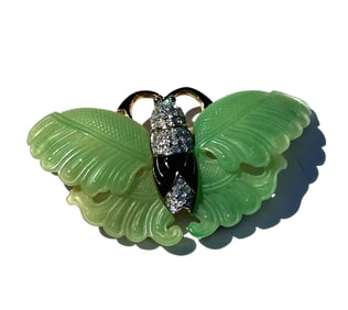 KENNETH J LANE JADE BUTTERFLY BROOCH