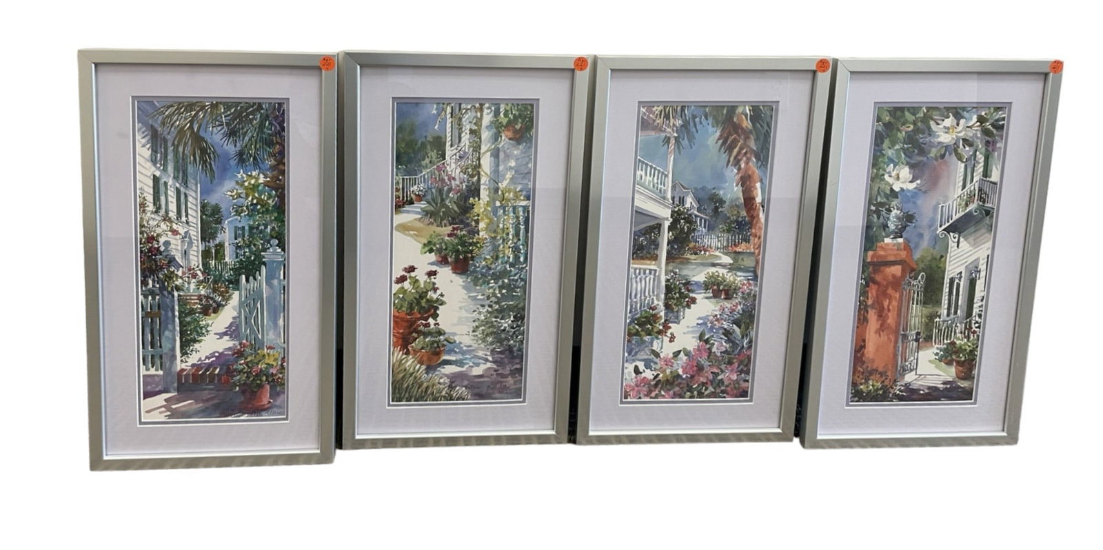 4 FRAMED VICTORIA PLATT ELLIS LOWCOUNTRY PRINTS: Four (4) Victoria Platt Ellis Charleston Lowcountry Prints. All professionally framed and matted in matching frames. Each 12.25"x22"x1". Weight on all combined 13 lb. Victoria Platt Ellis, an artist b
