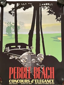 5 VINTAGE PEBBLE BEACH ROAD RACE & CONCOURS D' ELEGANCE POSTERS (1950's-1980's). Largest Measures