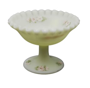 FENTON SIGNED BURMESE SATIN GLASS CANDY DISH