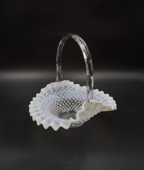 FENTON FRENCH OPALESCENT LARGE BASKET